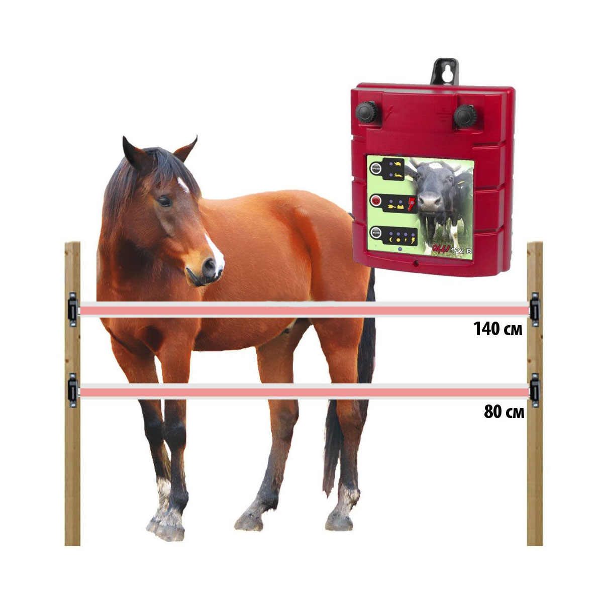 Электропастух комплект для лошадей 12/220В на 1000 м