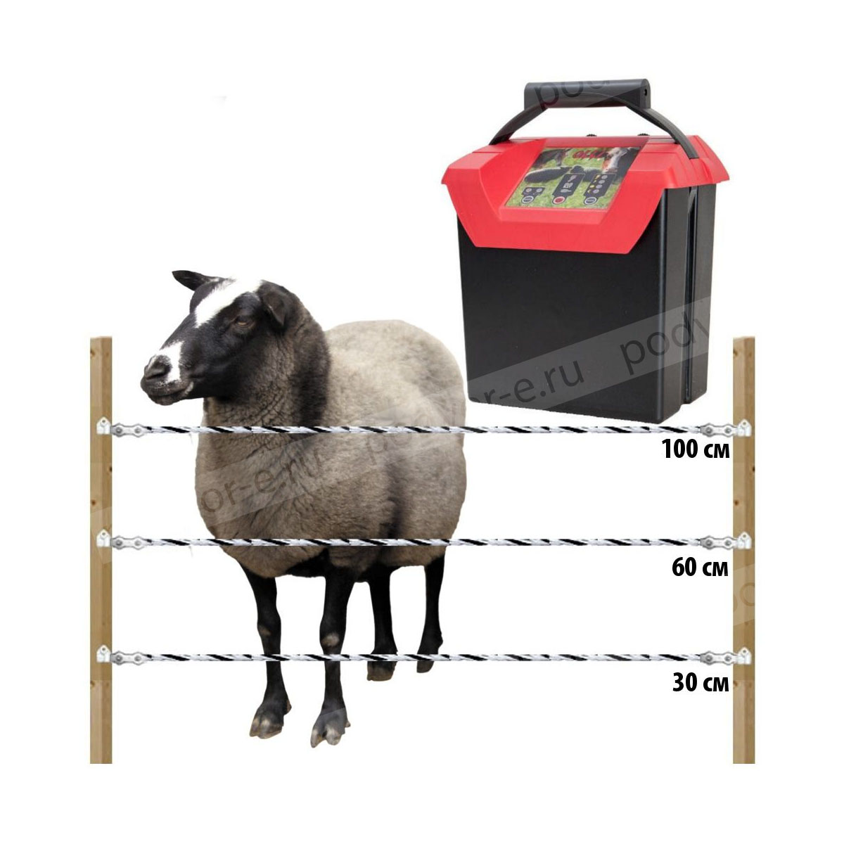 Электропастух комплект для овец 9В/12В на 500 м