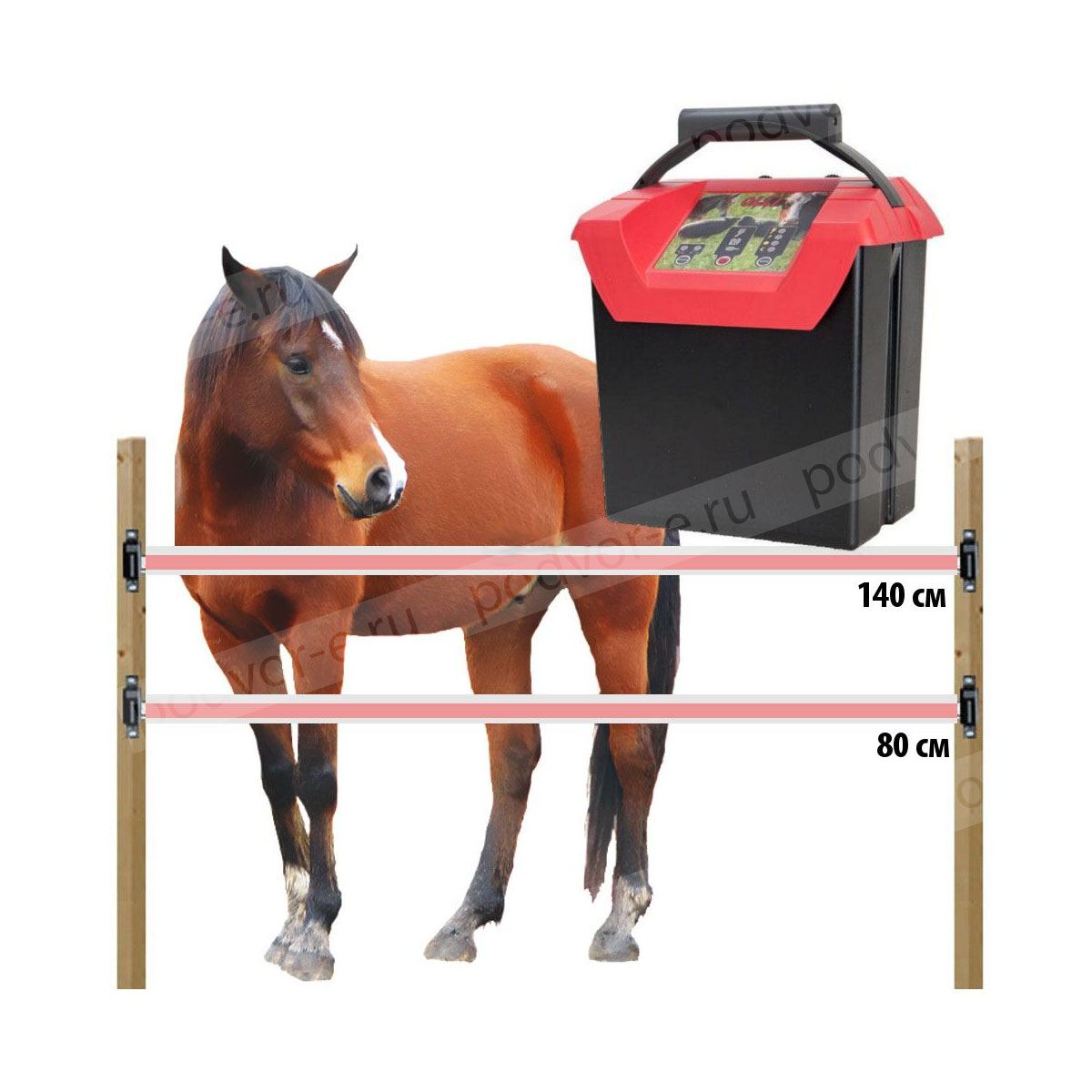 Электропастух комплект для лошадей 12 В на 500 м