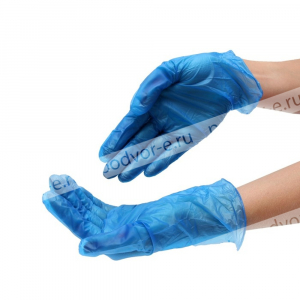 Перчатки виниловые голубые (50 пар)